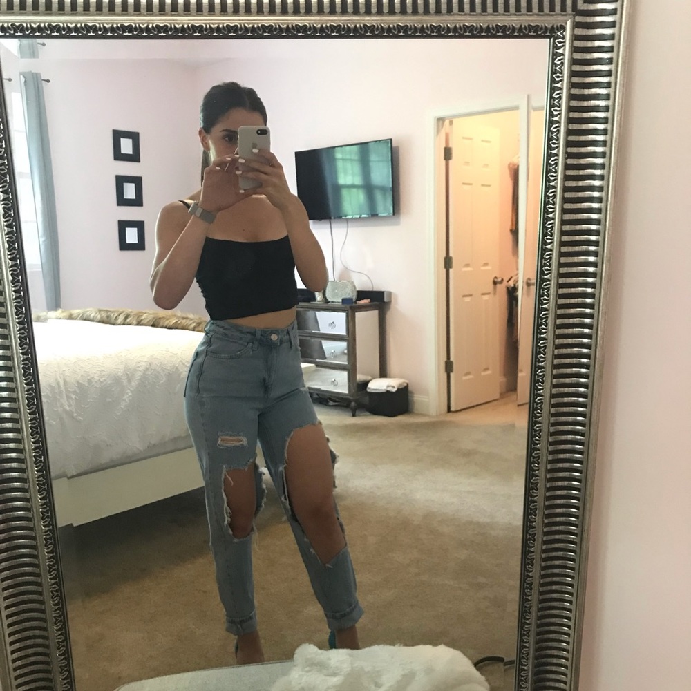 Topshop Distressed Mom Jeans